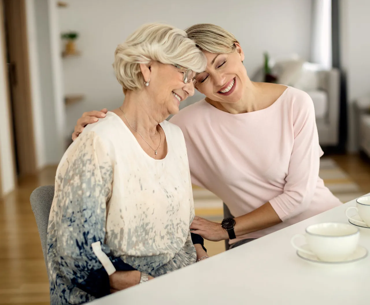 Happy mother and daughter.