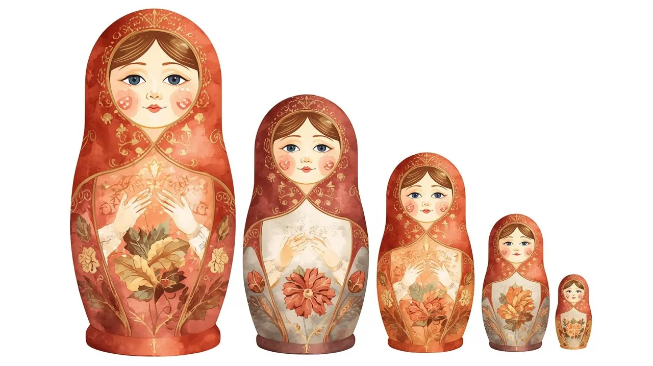 Watercolor nesting dolls arranged by size, representing single-parent households and family structure in estate planning. Estate planning for single parents in Missouri.